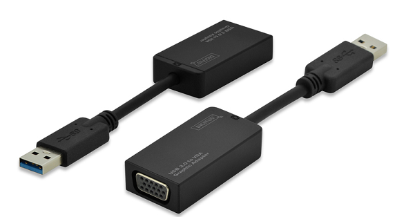 Digitus USB 3.0 TO VGA ADAPTER USB 3.0 VGA Zwart kabeladapter/verloopstukje